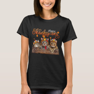 Funny Cute Cat Lover Happy Thanksgiving T-Shirt