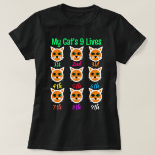 Funny Cute Cat Lover My Cat's 9 Lives Black Womens T-Shirt