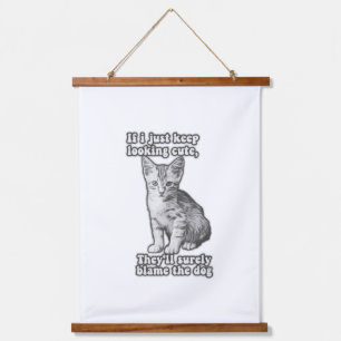 Funny cute cat meme for cat owners & kitty lovers  hanging tapestry