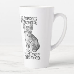 Funny cute cat meme for cat owners & kitty lovers latte mug