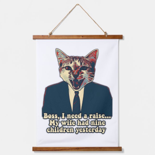 Funny cute cat meme for cat persons and cat lovers hanging tapestry (Front)