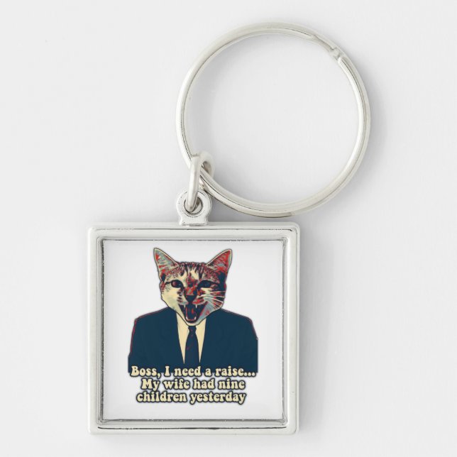 Funny cute cat meme for cat persons and cat lovers key ring (Front)