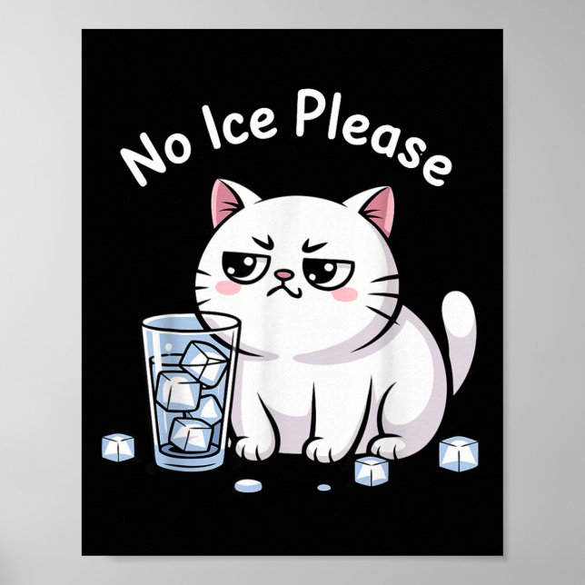 Funny cute cat meme no ice please  poster (Front)