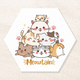 Funny Cute Cat Mountain Meowtain Paper Coaster