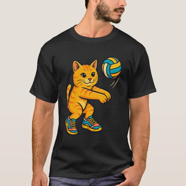 Funny Cute Cat Volleyball Player Fan Tee Trainer T (Front)