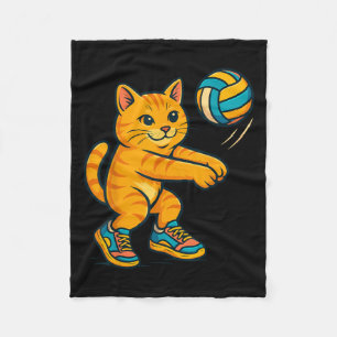 Funny Cute Cat Volleyball Player Fan Tee Trainer T Fleece Blanket