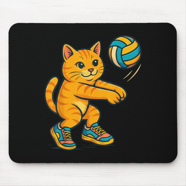 Funny Cute Cat Volleyball Player Fan Tee Trainer T Mouse Mat (Front)
