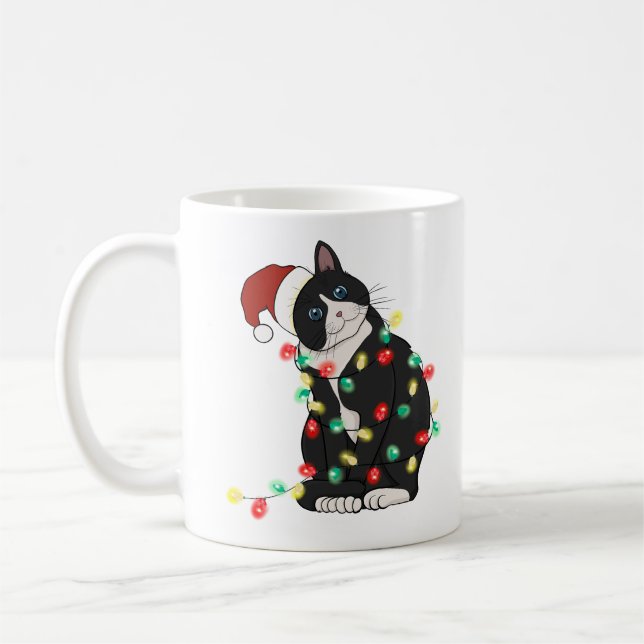 Funny Cute Catmas Cat Coffee Mug (Left)