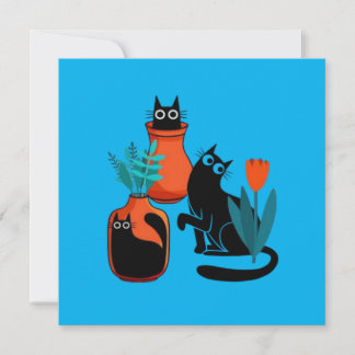 Funny cute cats cartoon illustration,cute cat art  save the date