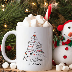 Funny Cute Cats Tree Christmas Coffee Mug