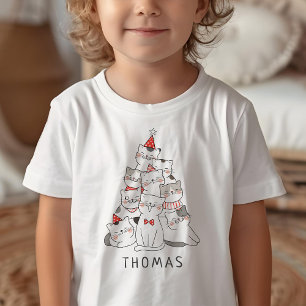 Funny Cute Cats Tree Christmas Toddler T-Shirt