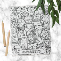 Funny Cute Cats Zen Doodle Coloring Custom Name Ji
