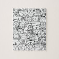 Funny Cute Cats Zen Doodle Relaxing Adult Colourin