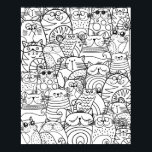 Funny Cute Cats Zen Doodle Relaxing Adult Colourin Poster<br><div class="desc">Colouring poster with whimsical zen doodle crowd of funny cats for relaxing colouring for kids or adults,  fun activity for cat lovers.</div>