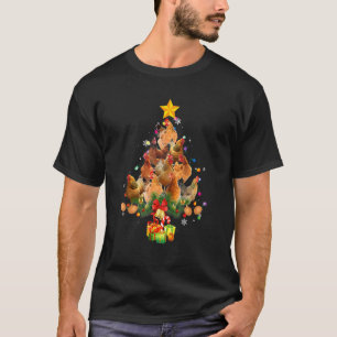 Funny Cute Chicken Christmas Tree Farm Farmer Sant T-Shirt
