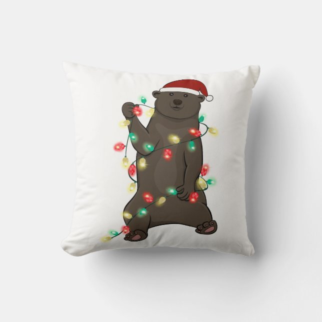 Funny Cute Christmas Bear Cushion (Front)