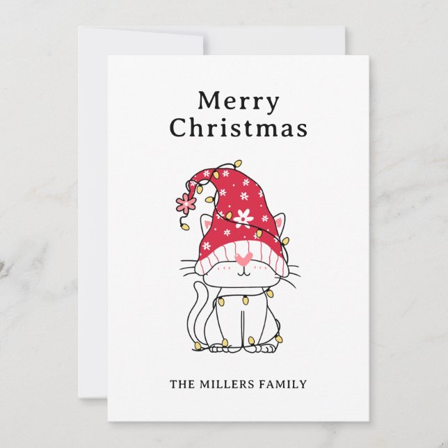 Funny Cute Christmas Cat Holiday Card (Front)
