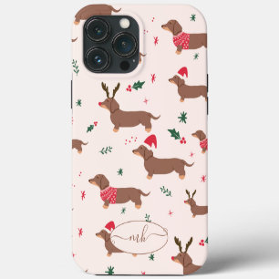 Funny cute Christmas dachshund dogs pet pattern iPhone 13 Pro Max Case