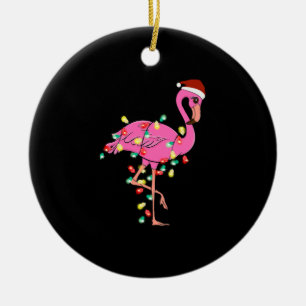 Funny Cute Christmas Flamingo Ceramic Tree Decoration