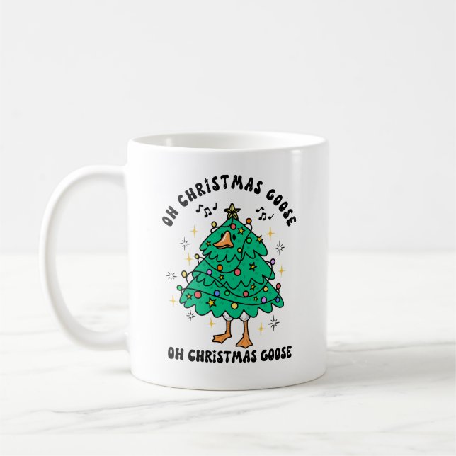 Funny Cute Christmas Goose Coffee Mug (Left)