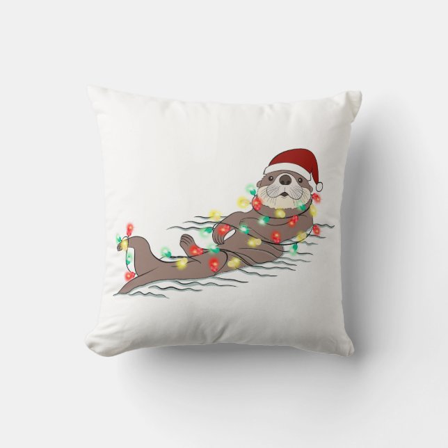 Funny Cute Christmas Otter Cushion (Front)