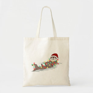 Funny Cute Christmas Otter Tote Bag