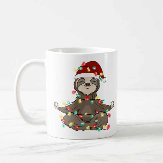 Funny Cute Christmas Sloth Coffee Mug (Left)
