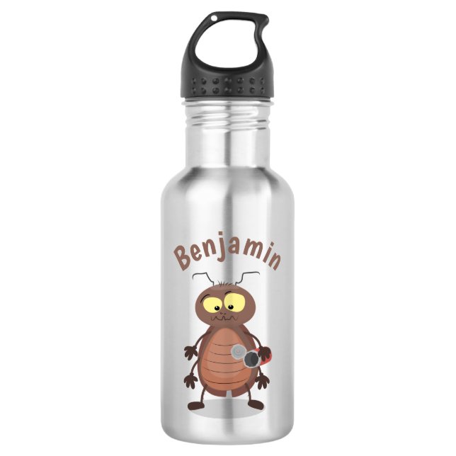 Funny cute cockroach cartoon character 532 ml water bottle (Front)