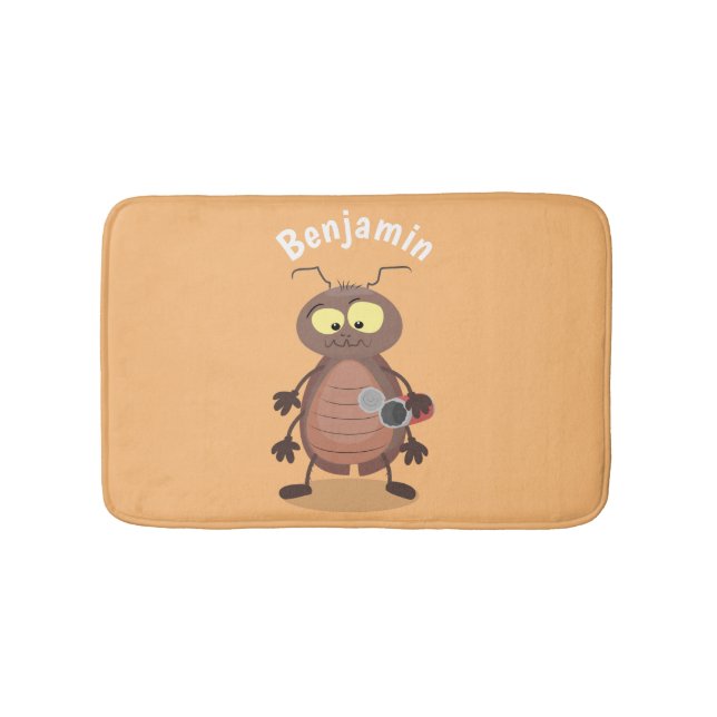 Funny cute cockroach cartoon character bath mat (Front)