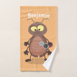Funny cute cockroach cartoon character bath towel set