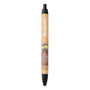 Funny cute cockroach cartoon character black ink pen