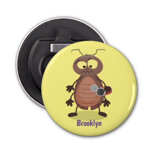 Funny cute cockroach cartoon character bottle opener