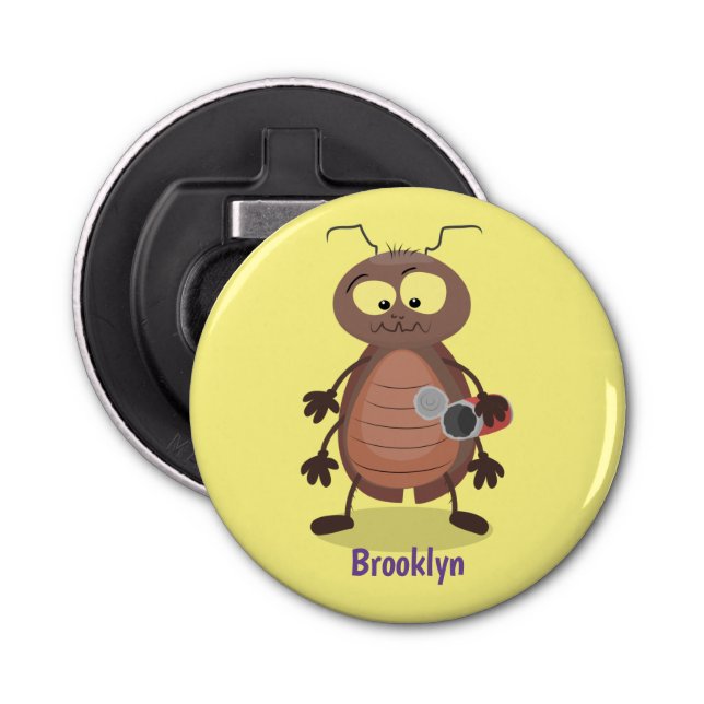 Funny cute cockroach cartoon character bottle opener (Front)