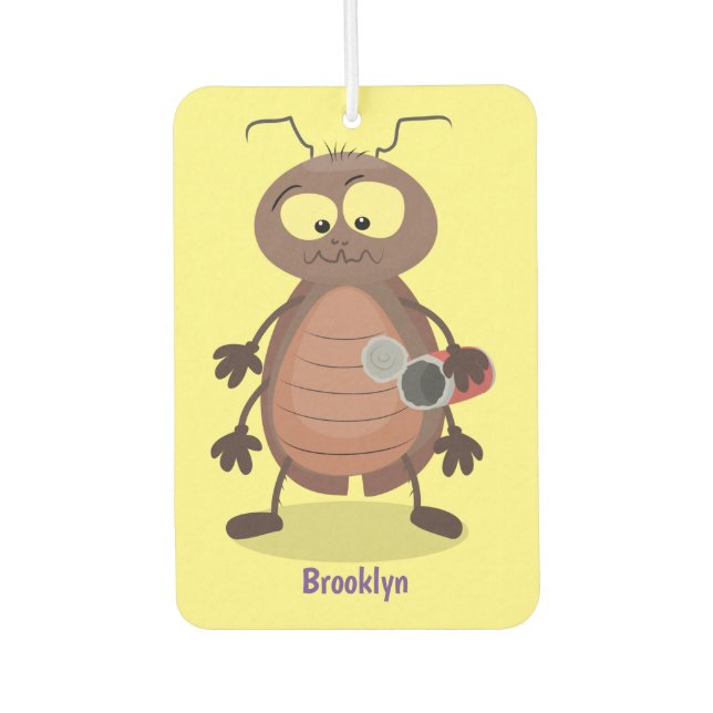 Funny cute cockroach cartoon character car air freshener (Front)