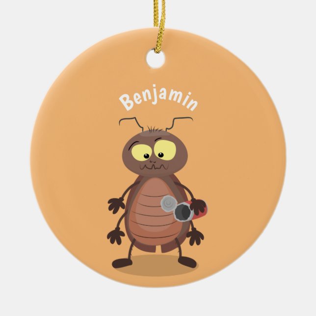 Funny cute cockroach cartoon character ceramic tree decoration (Front)