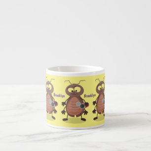 Funny cute cockroach cartoon character espresso cup