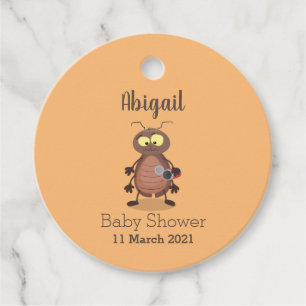 Funny cute cockroach cartoon character favour tags