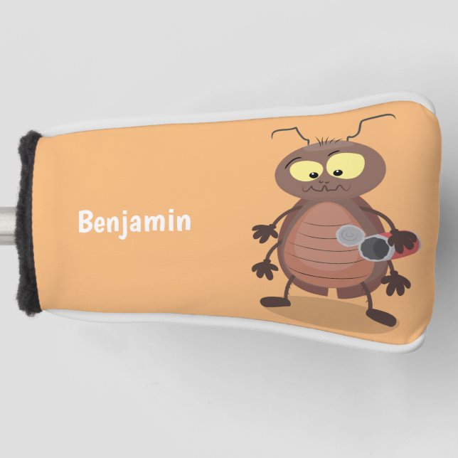 Funny cute cockroach cartoon character golf head cover (Front)