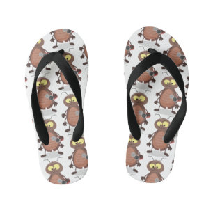 Funny cute cockroach cartoon character kid's flip flops