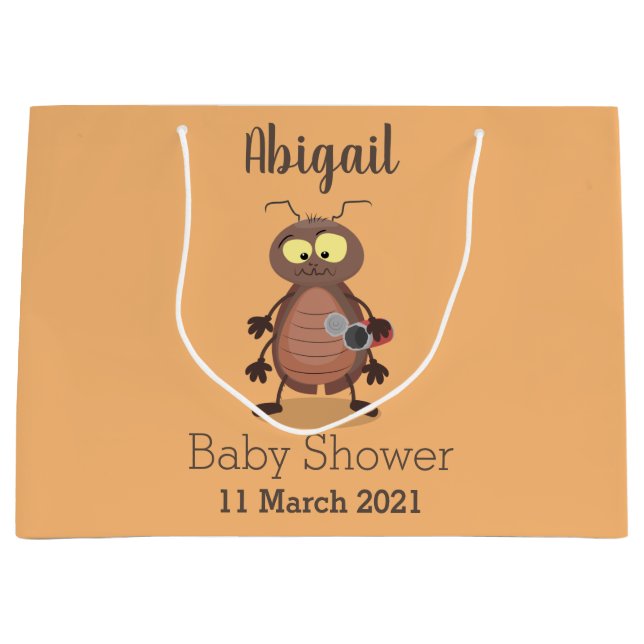 Funny cute cockroach cartoon character large gift bag (Front)