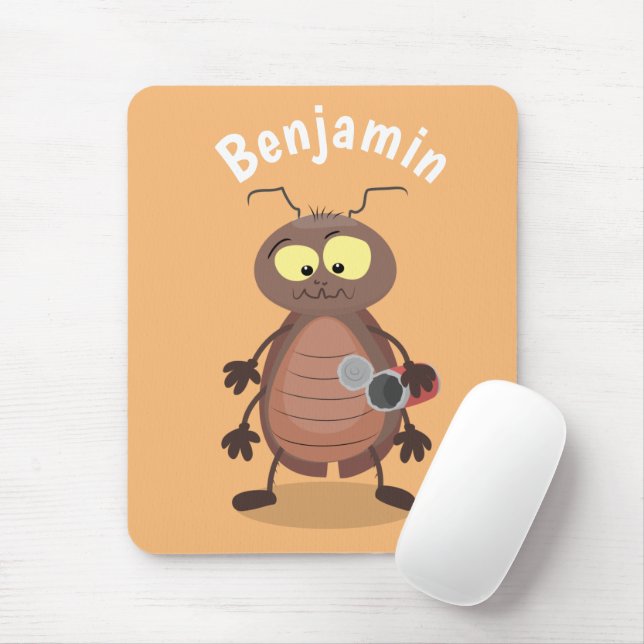 Funny cute cockroach cartoon character mouse mat (With Mouse)
