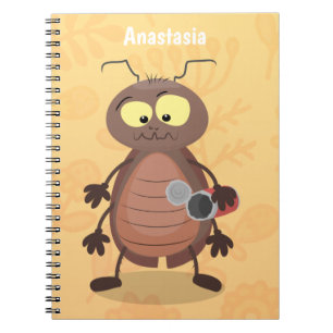 Funny cute cockroach cartoon character notebook
