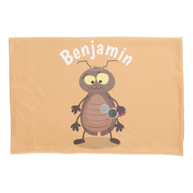 Funny cute cockroach cartoon character pillowcase (Front)