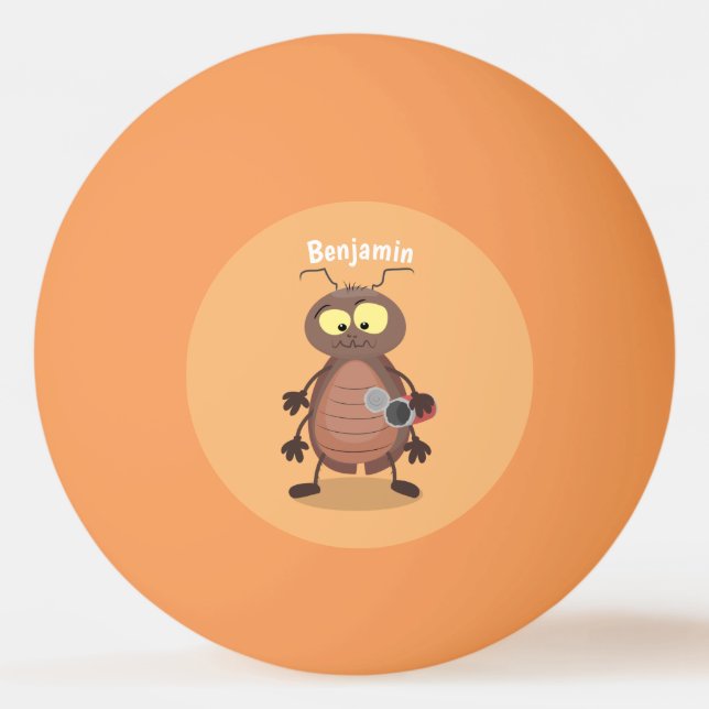 Funny cute cockroach cartoon character ping pong ball (Front)