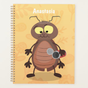 Funny cute cockroach cartoon character planner