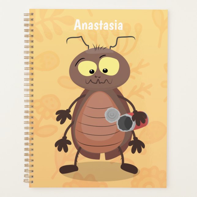 Funny cute cockroach cartoon character planner (Front)