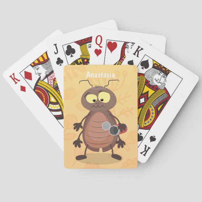 Funny cute cockroach cartoon character playing cards (Back)