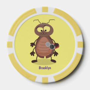 Funny cute cockroach cartoon character poker chips