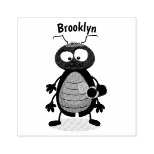 Funny cute cockroach cartoon character rubber stamp