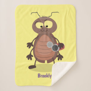 Funny cute cockroach cartoon character  sherpa blanket